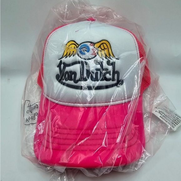Von Dutch Hot Pink Flying Eyeball Wordmark Cap/ Trucker Hat | Limited | NEW/NWT! main image 6